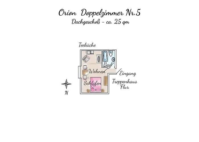 Gaestehaus Orion - Doppelzimmer 5 Шпикерог
